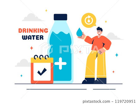 Vector Illustration of People Drinking Water from Plastic Bottles and Glasses, Featuring a Pure and Fresh Concept in a Flat Style Cartoon Background Vector Illustration of People Drinking Water from Plastic Bottles and Glasses, Featuring a Pure and Fresh Concept in a Flat Style Cartoon Background 119720951