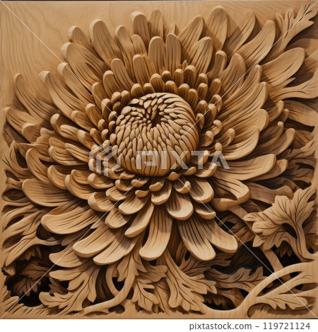 Wooden background with chrysanthemum flower in the center. Wooden background with chrysanthemum flower in the center. 119721124