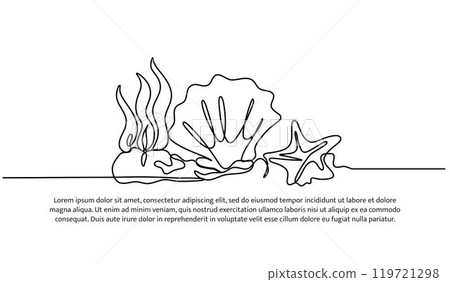Continuous line design of world coral reef day. Single line decorative elements drawn on a white background. 119721298