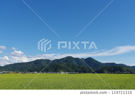 Mount Monju seen from the rural areas in the southern part of Fukui City 119721318