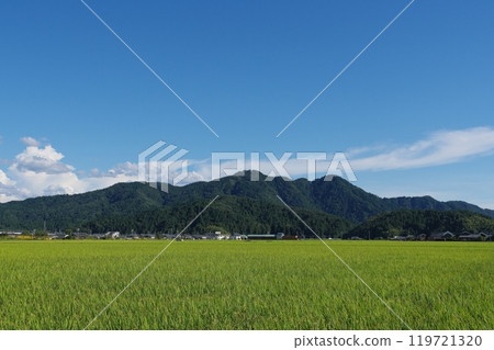 Mount Monju seen from the rural areas in the southern part of Fukui City Mount Monju seen from the rural areas in the southern part of Fukui City 119721320