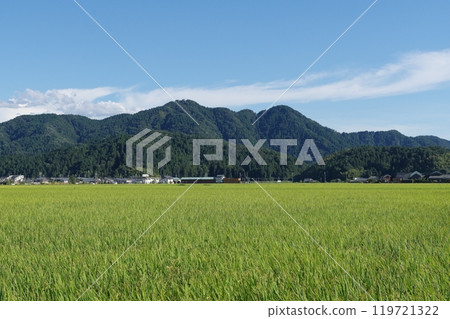Mount Monju seen from the rural areas in the southern part of Fukui City 119721322