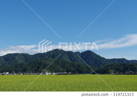 Mount Monju seen from the rural areas in the southern part of Fukui City 119721323