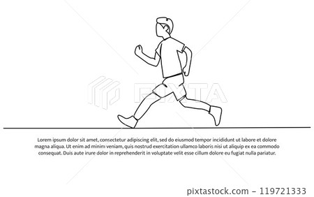 Continuous line design of young men jogging. Single line decorative elements drawn on a white background. Continuous line design of young men jogging. Single line decorative elements drawn on a white background. 119721333