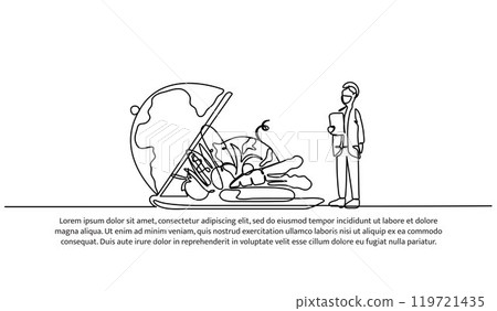 Continuous one line design of world safety food day.Minimalist style vector illustration on white background. 119721435
