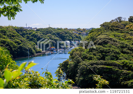 穿過美麗的森林，通往新井海灘的小路。 油壺灣自古以來就是一處風景名勝。這裡還有一段戰國時期的悲慘戰爭歷史。 119721531