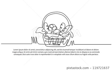 Continuous one line design of picnic basket.Minimalist style vector illustration on white background. 119721637