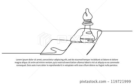 Continuous one line design of elephant in chess.Minimalist style vector illustration on white background. 119721999