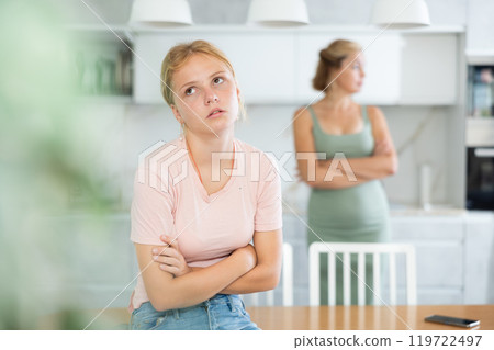 Disappointed teenage girl not talking to mother after discord Disappointed teenage girl not talking to mother after discord 119722497