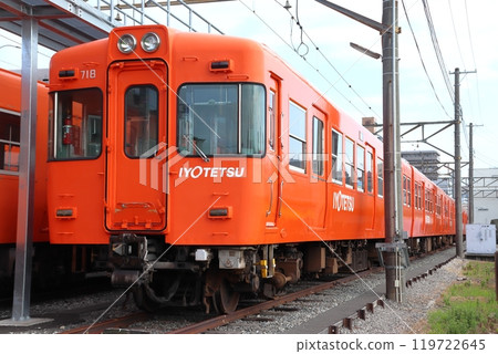 Suburban 700 series train parked at Iyotetsu Furumachi Vehicle Factory 119722645