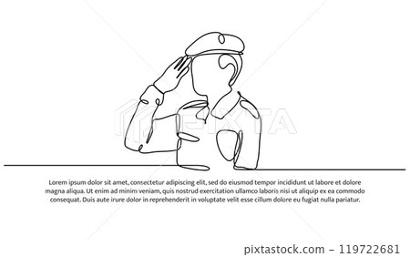 Continuous one line design of indonesian independence day.Minimalist style vector illustration on white background. 119722681