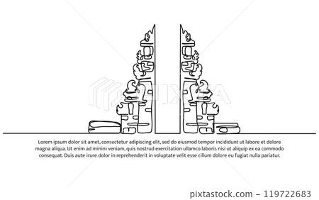 Continuous one line design of indonesia bali temple.Minimalist style vector illustration on white background. 119722683