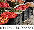 Fresh vegetables on display at an overseas market 119722784
