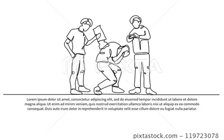 Continuous one line design of bullying in school. Minimalist style vector illustration on white background. 119723078