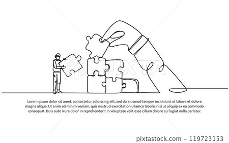 Continuous one line design of cooperation to increase. Minimalist style vector illustration on white background. Continuous one line design of cooperation to increase. Minimalist style vector illustration on white background. 119723153