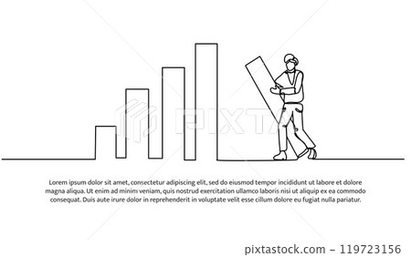 Continuous one line design of cooperation to increase. Minimalist style vector illustration on white background. Continuous one line design of cooperation to increase. Minimalist style vector illustration on white background. 119723156
