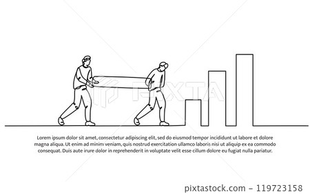 Continuous one line design of cooperation to increase. Minimalist style vector illustration on white background. 119723158