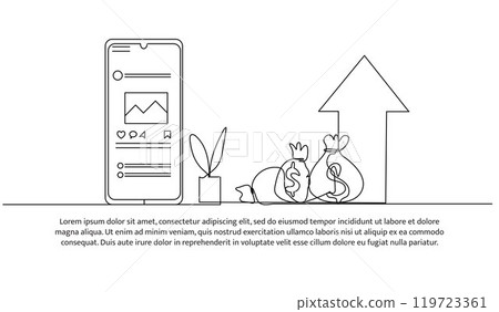 Continuous one line design of financial growth. Minimalist style vector illustration on white background. 119723361