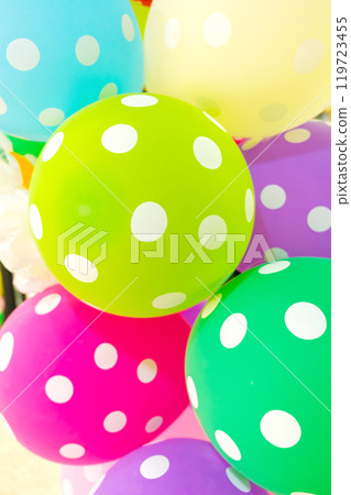 Colorful balloons birthday, holiday or party background happiness Colorful balloons birthday, holiday or party background happiness 119723455