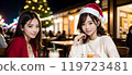 A female couple having a cafe date on Christmas 119723481