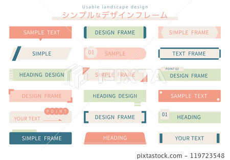 Simple frame, frame, set, decoration, ornament, heading, treatment, design, material, decorative border, illustration Simple frame, frame, set, decoration, ornament, heading, treatment, design, material, decorative border, illustration 119723548