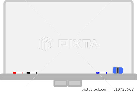 白色白板、記號筆和橡皮擦的插圖 白色白板、記號筆和橡皮擦的插圖 119723568