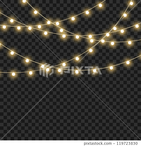 LED Christmas garlands for holiday decoration on transparent background. Vector 119723830