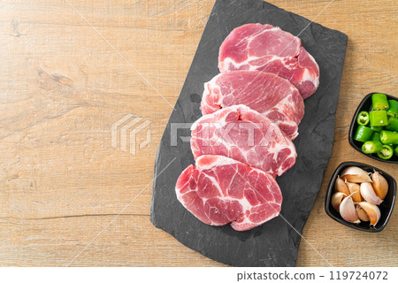 fresh pork neck raw or collar pork 119724072