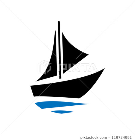Sailing boat icon logo design template isolated illustration 119724991