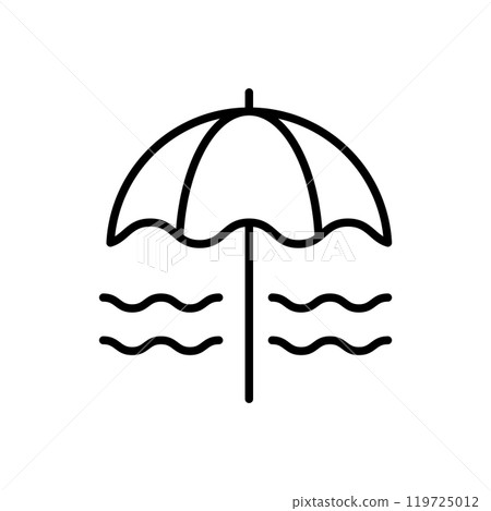 Beach umbrella icon logo design template isolated illustration 119725012