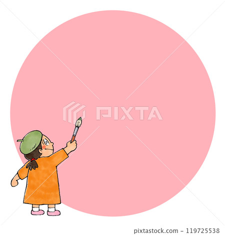 Girl holding a brush Copy space (pink) Girl holding a brush Copy space (pink) 119725538
