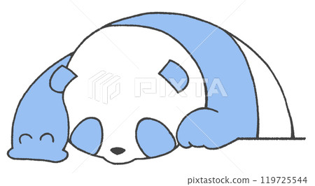 A panda looking down and reaching out (blue on black lines) A panda looking down and reaching out (blue on black lines) 119725544
