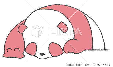 A panda looking down and reaching out (red on black line) A panda looking down and reaching out (red on black line) 119725545