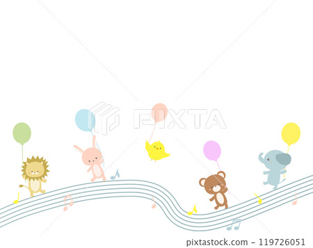 懸掛在氣球上的動物插圖 119726051