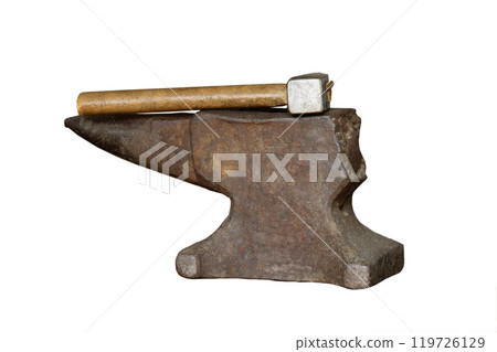 sledgehammer and anvil isolated on white background sledgehammer and anvil isolated on white background 119726129