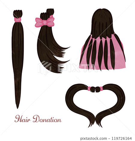 Hair donation illustration set in various colors C Hair donation illustration set in various colors C 119726164