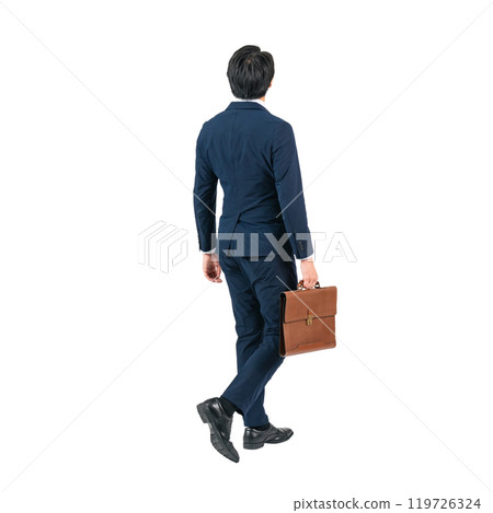 Walking young male business person - Full body photo PNG with transparent background precisely cut out by hand 119726324