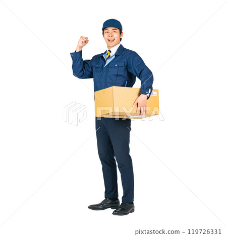 Delivery staff carrying luggage - Full-body photo PNG with transparent background precisely cut by hand Delivery staff carrying luggage - Full-body photo PNG with transparent background precisely cut by hand 119726331