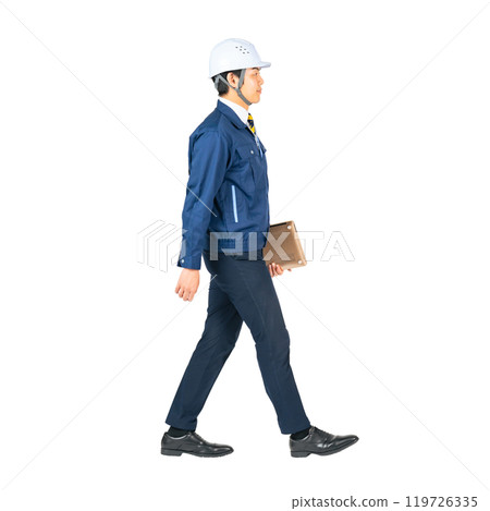 Walking male worker - Full body photo PNG with transparent background precisely cut by hand 119726335