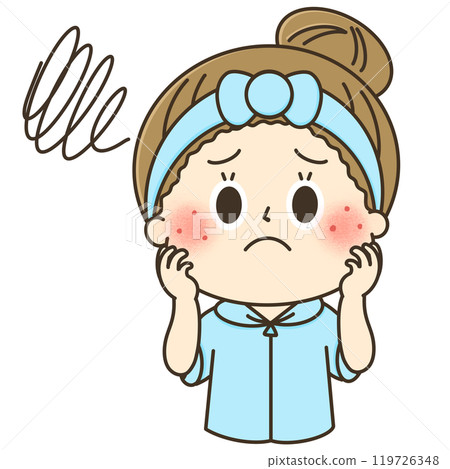 A cute illustration of a woman with rough, red skin - Blue 119726348