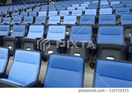 Seats lined up in the stadium Seats lined up in the stadium 119726355