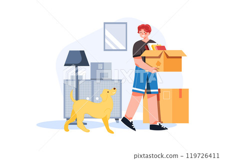 Man Doing Preparation To Move House 119726411