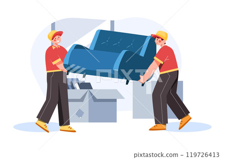 Movers Picking Up a Sofa 119726413