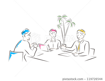 Illustration of business people having a team meeting 119726544
