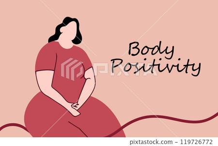 Continuous one line art body positivity Obesity, eating disorders, mental health but in a positive mood 119726772