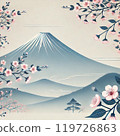 Landscape illustration of cherry blossoms and Mt. Fuji 119726863