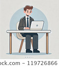 A man sitting on a chair and working 119726866