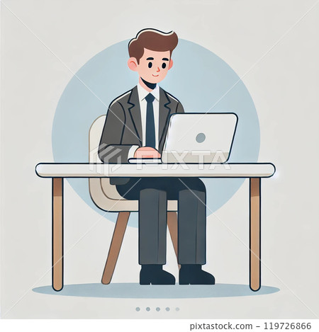 A man sitting on a chair and working 119726866