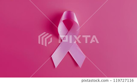 Pink ribbon on a pink background as a symbol of support for the fight against cancer with space for text Pink ribbon on a pink background as a symbol of support for the fight against cancer with space for text 119727116