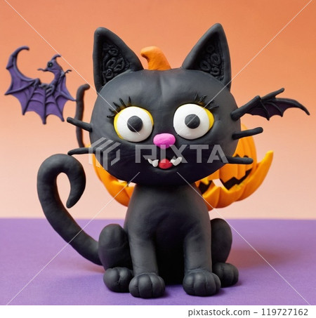 黑貓正在享受萬聖節,如果你不給我一些糖果,我就對你惡作劇! 黑貓正在享受萬聖節,如果你不給我一些糖果,我就對你惡作劇! 119727162